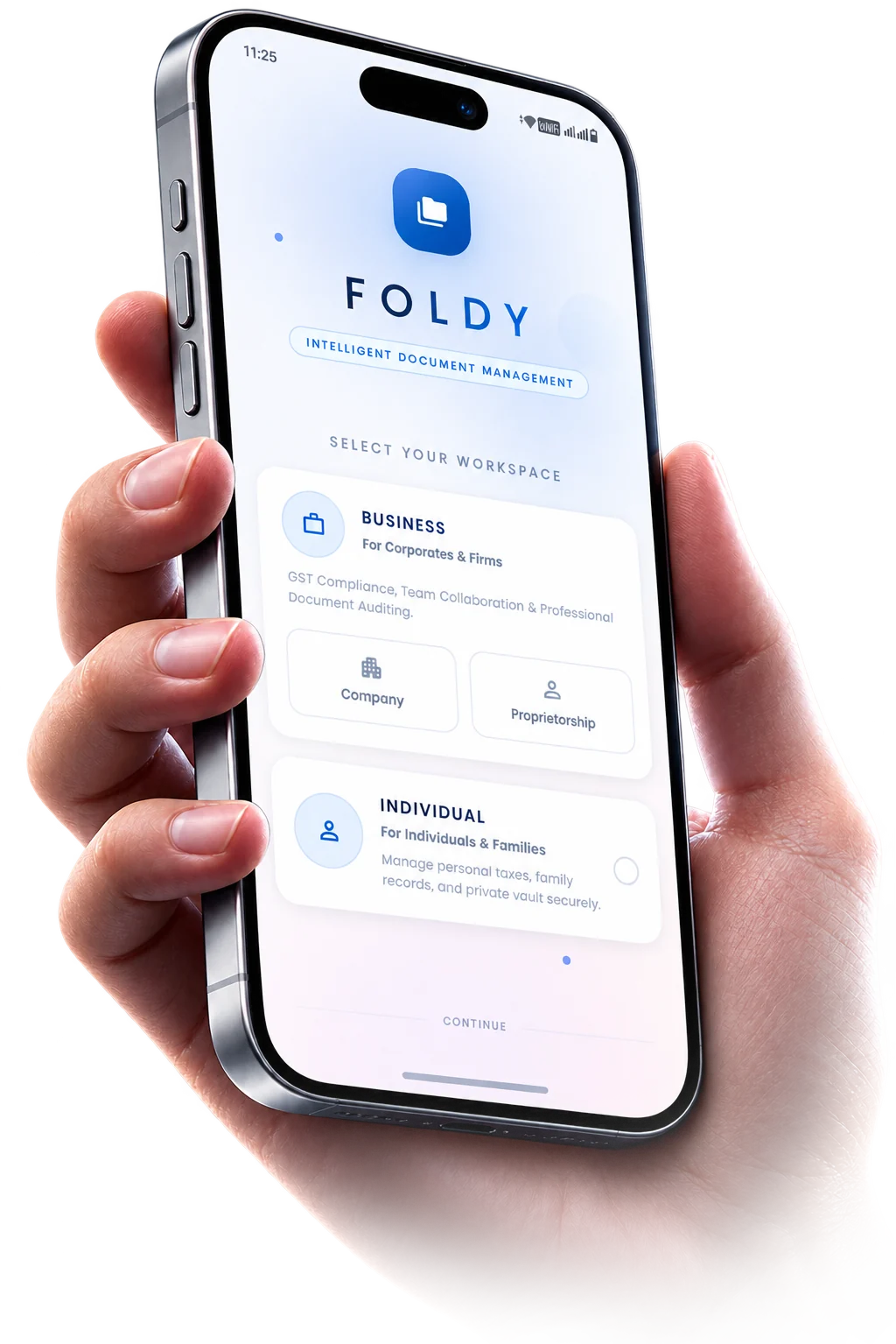 Foldy being installed on a phone