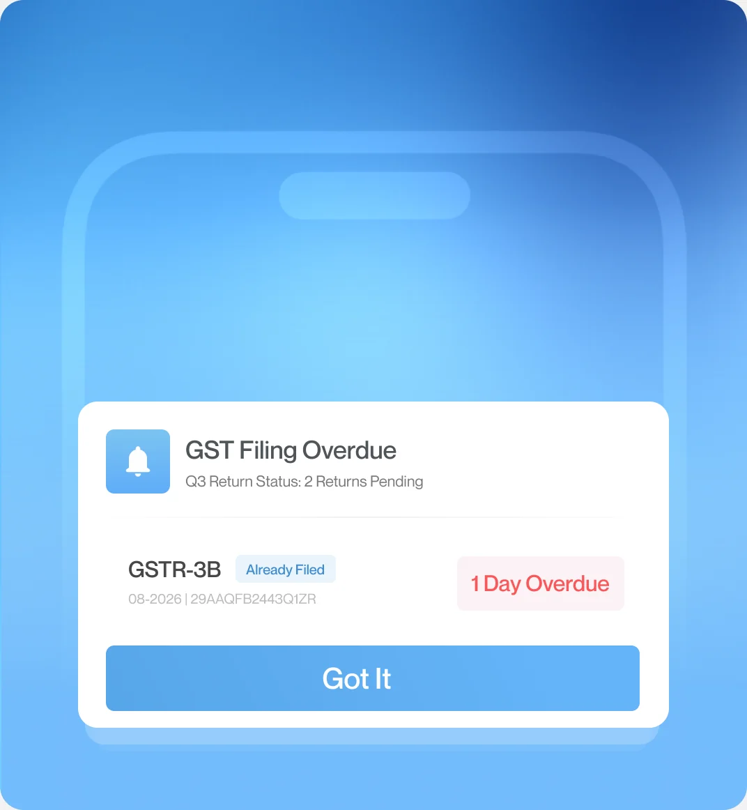 Foldy showing an overdue GST filing alert
