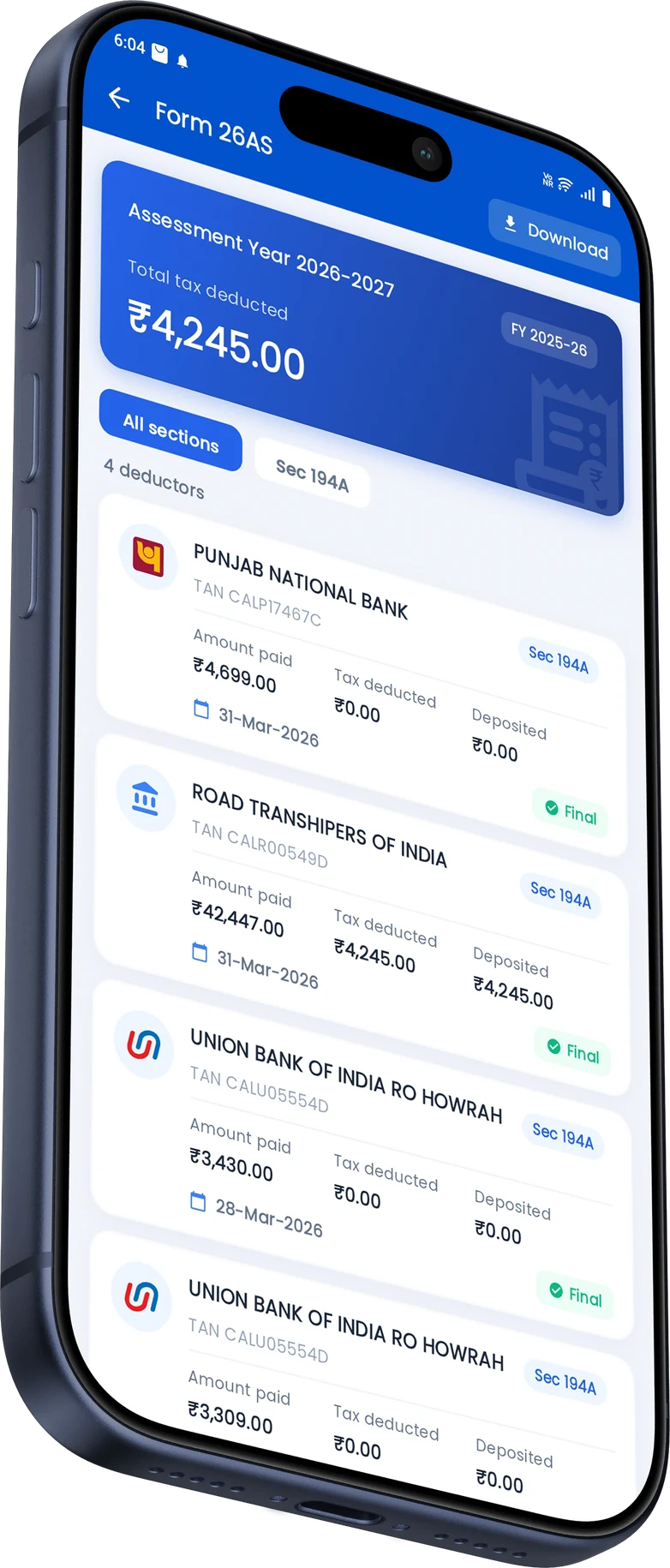 Form 26AS in the Foldy app